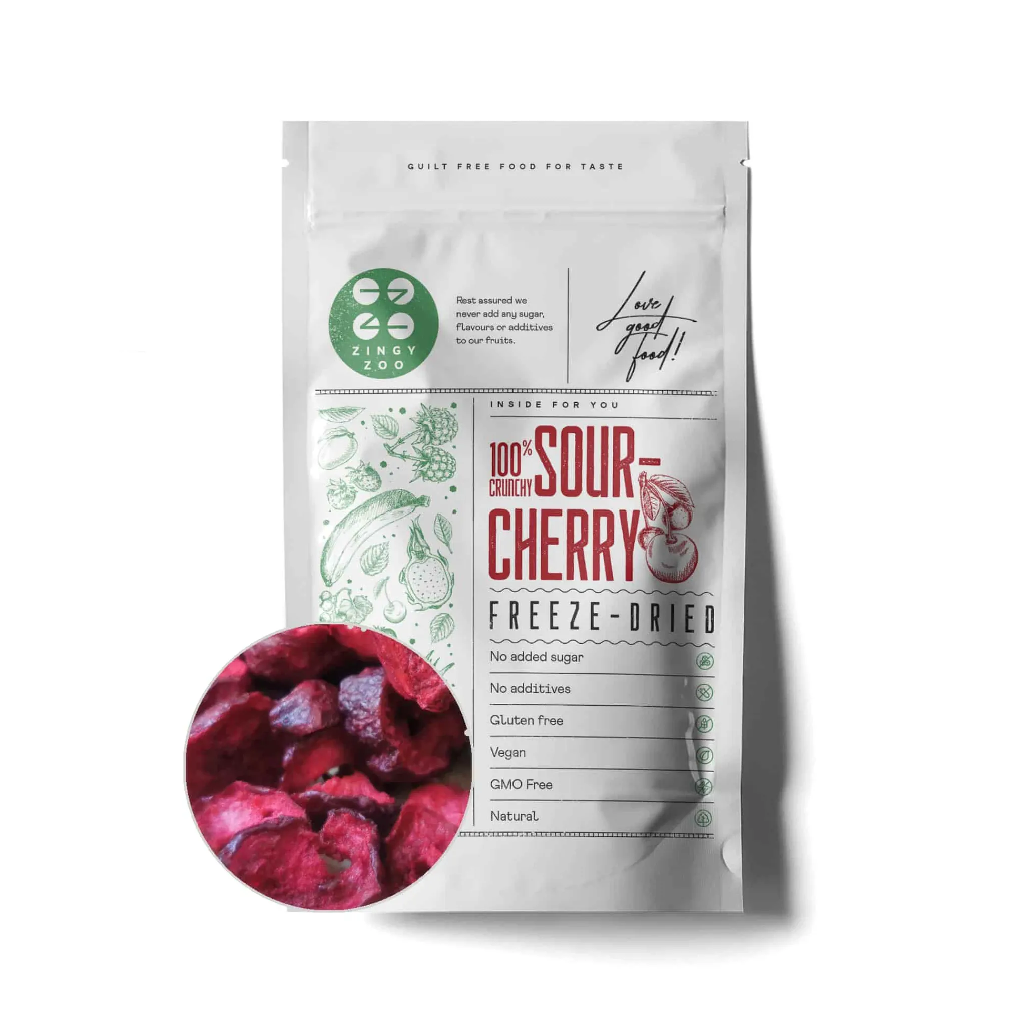 ZingyZoo Freeze Dried Sour Cherry Pieces, 100g Discount